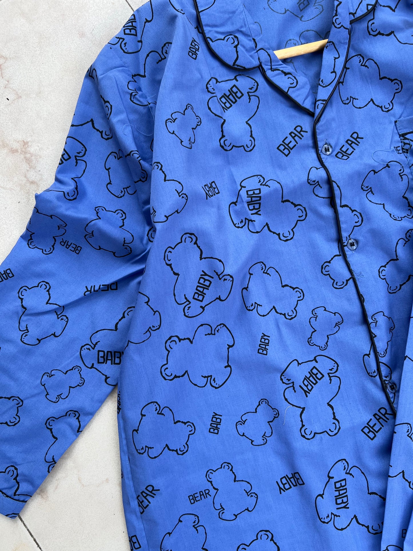 Blue baby bear cotton pj suit