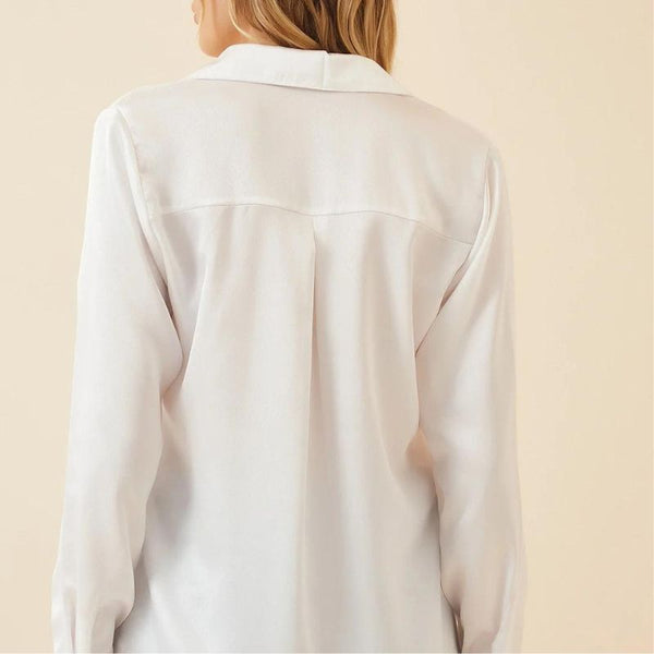 White button down silk shirt
