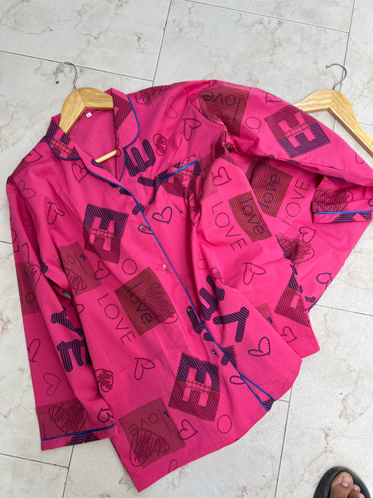 Pink love summers cotton pj suit
