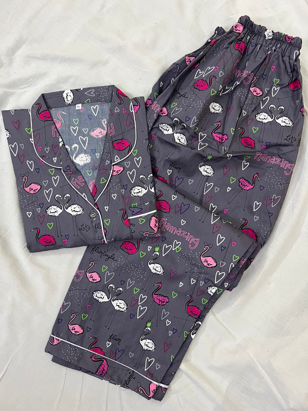 Grey flamazing summer cotton pj suit