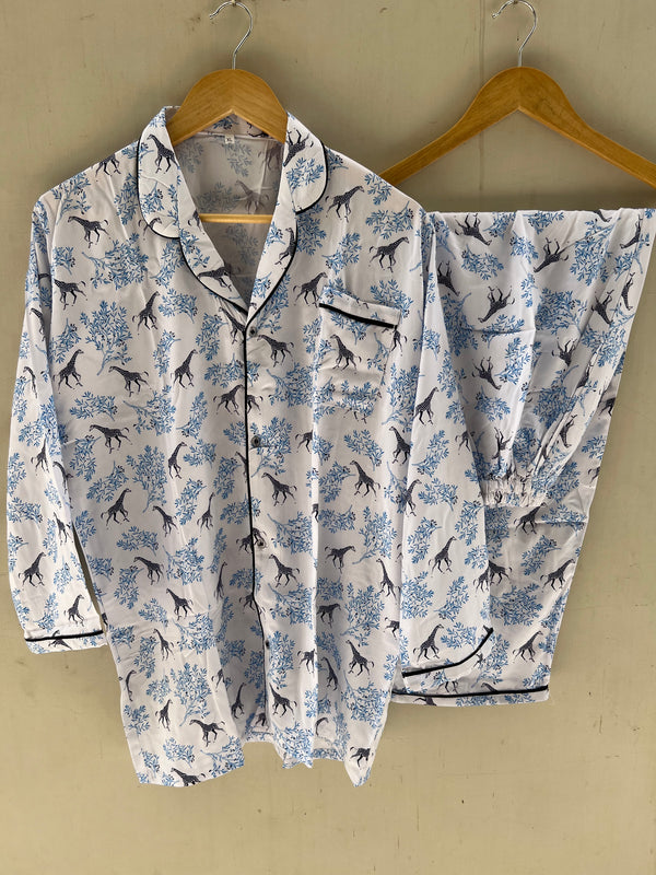 Giraffe summer linen pj suit