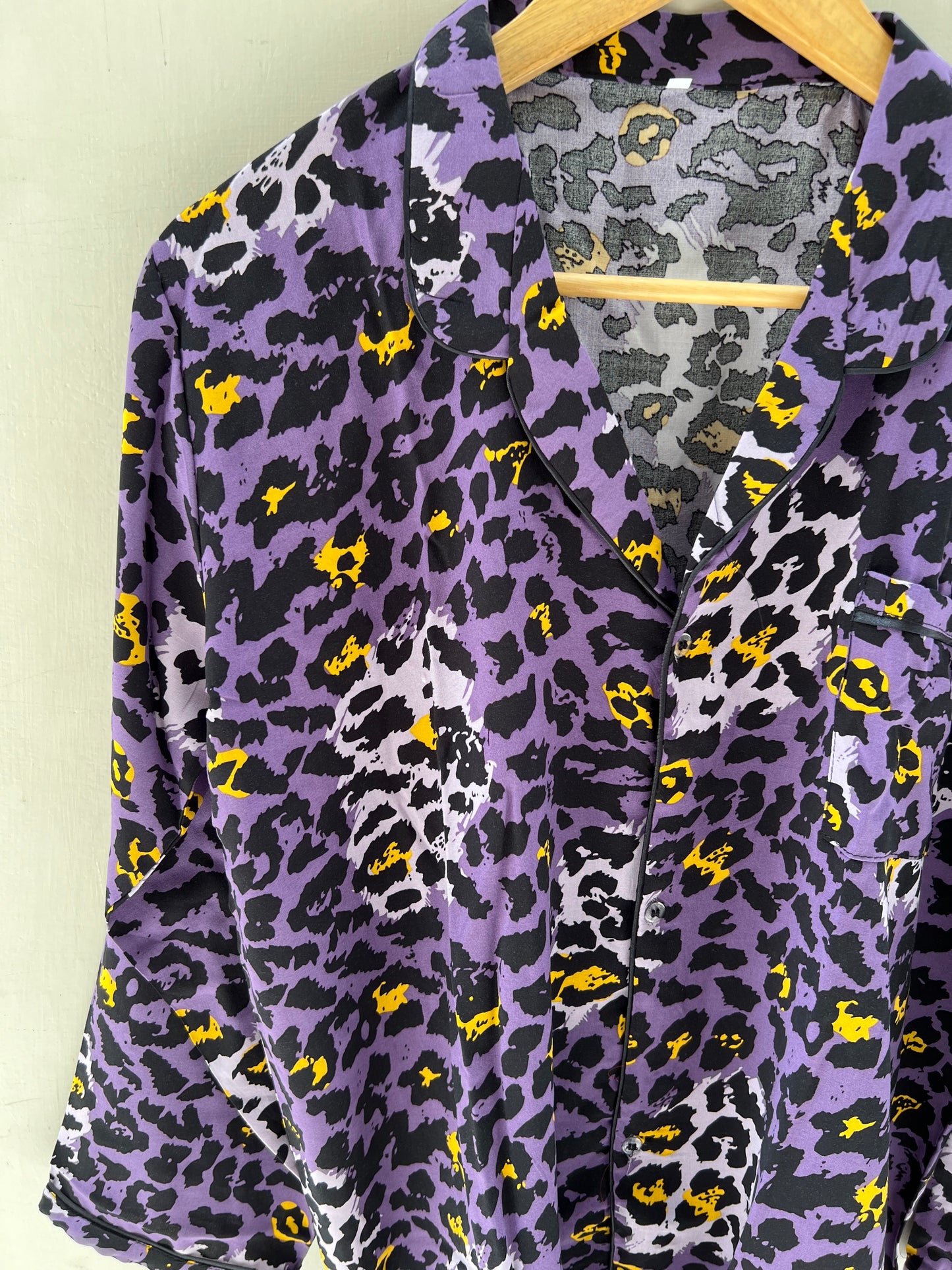 Purple leopard summer linen pj suit