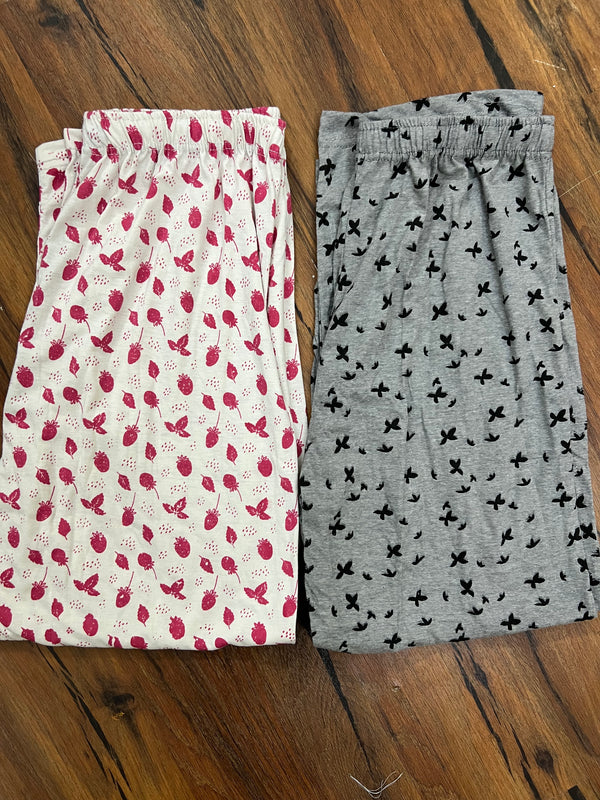 Pack of two cotton jersey trousers ( strawberries- birds)