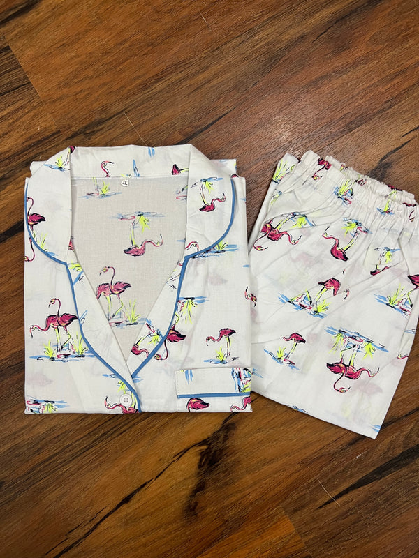 Flamingo summer cotton pj suit