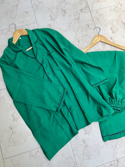Solid green summers cotton pj suit