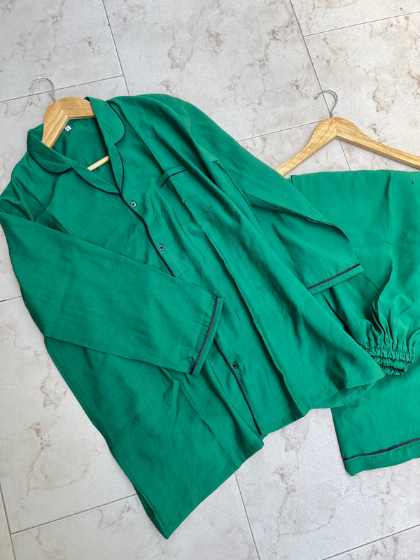 Solid green summers cotton pj suit
