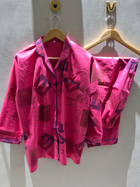 Pink love summers cotton pj suit