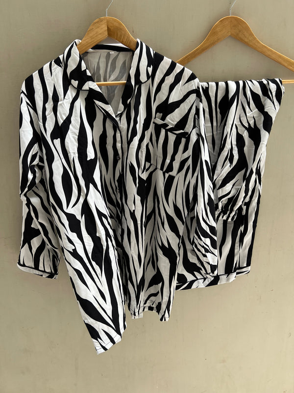 Zebra summer linen pj suit