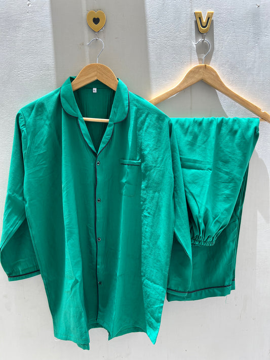 Solid green summers cotton pj suit
