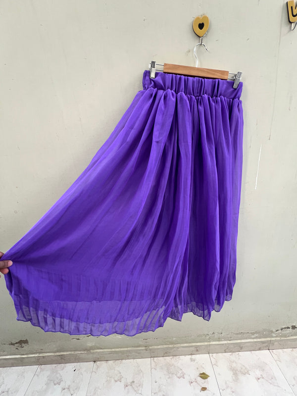 Purple long pleated skirt