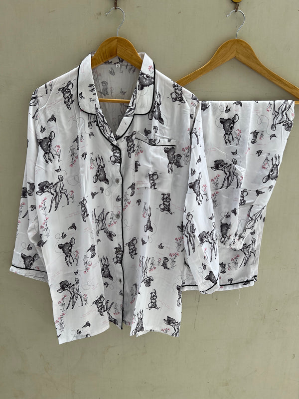 Cute fox summer silk pj suit
