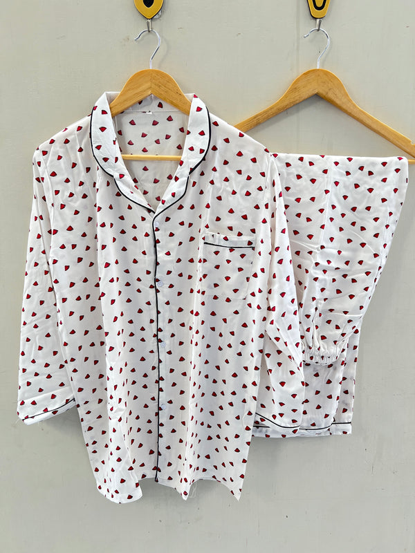 White watermelons summer linen pj suit