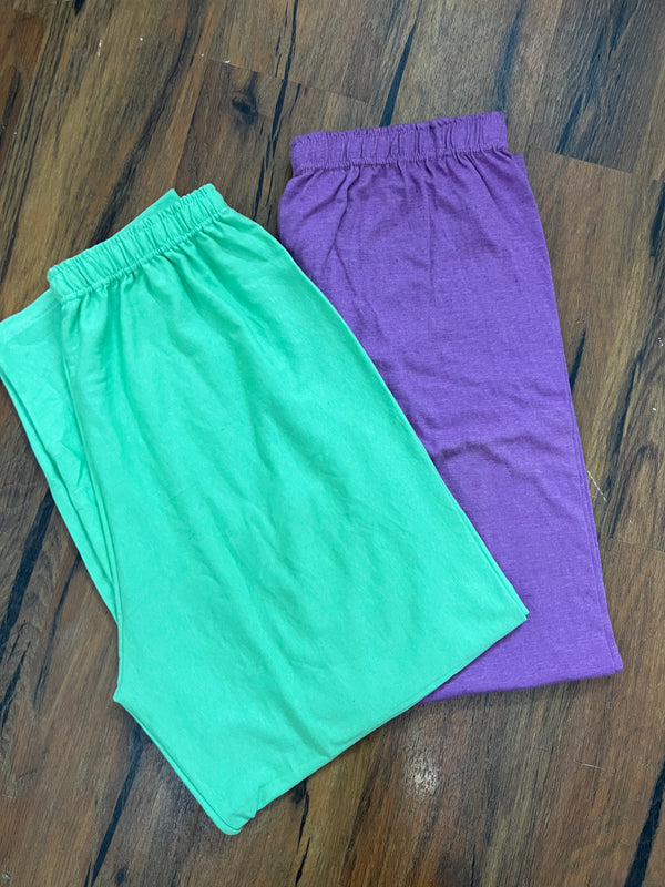 Pack of two plain cotton jersey trousers ( green - purple)