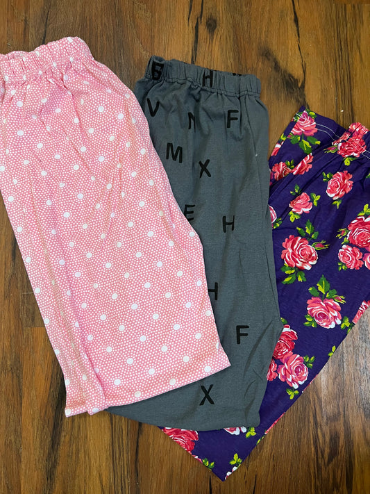 Pack of three cotton jersey trousers (pink - grey - blue)