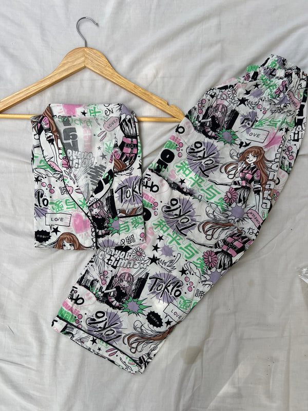 Tokyo love summer linen pj suit
