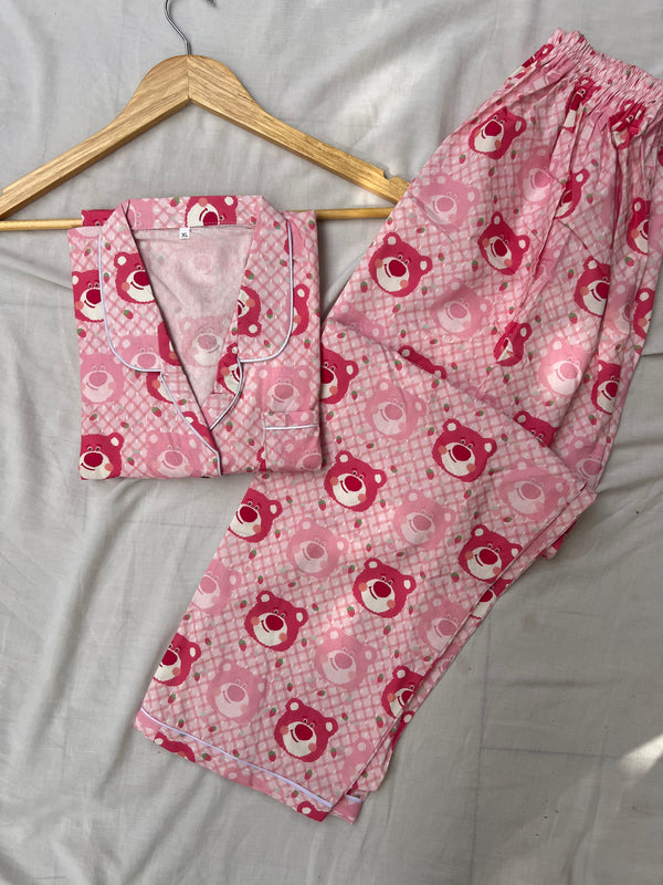 Pink bears cotton pj suit