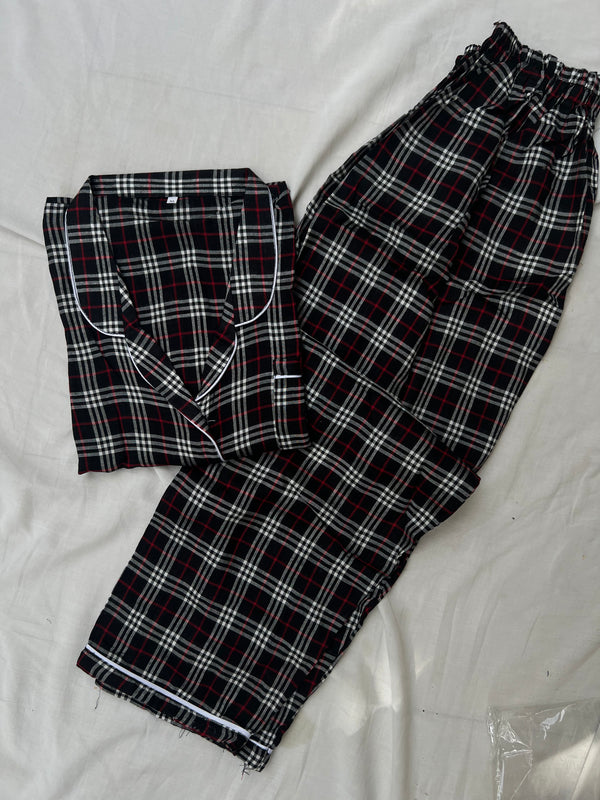 Black burberry cotton pj suit