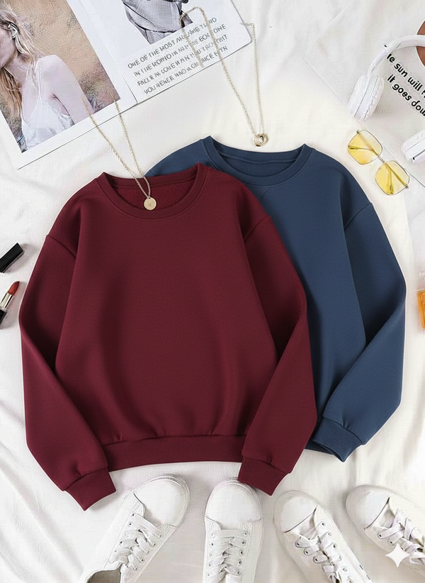 Pack of two plain sweatshirts (maroon - navy blue)