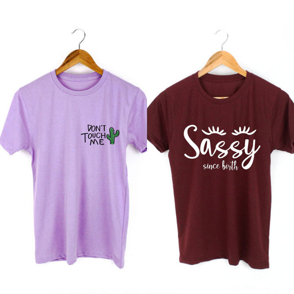 Pack of two t-shirts ( dont touch - sassy)
