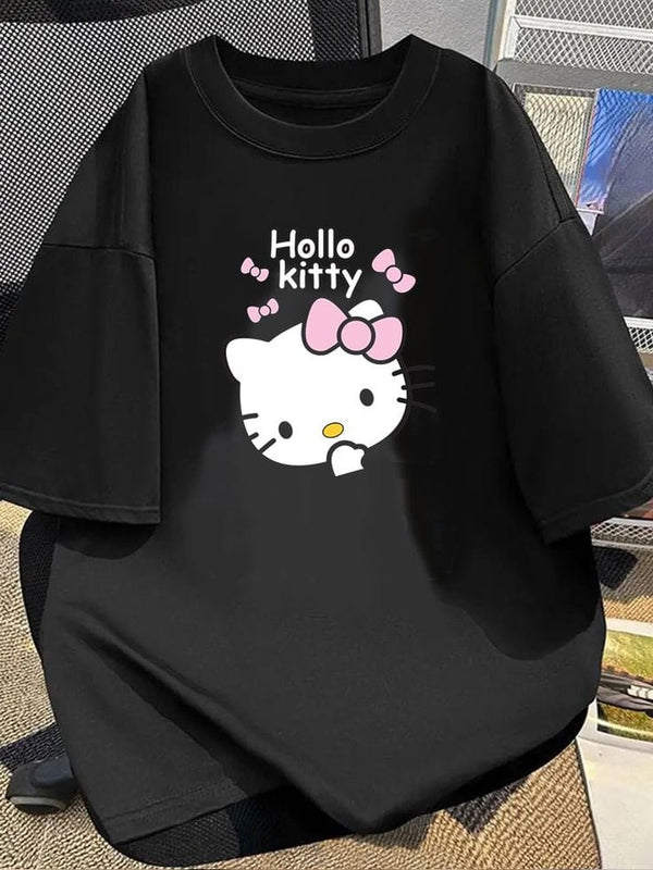 Black hello kitty oversize drop shoulder t-shirt