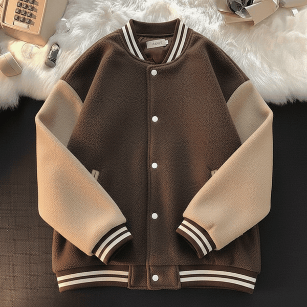 Brown baseball varsity jacket