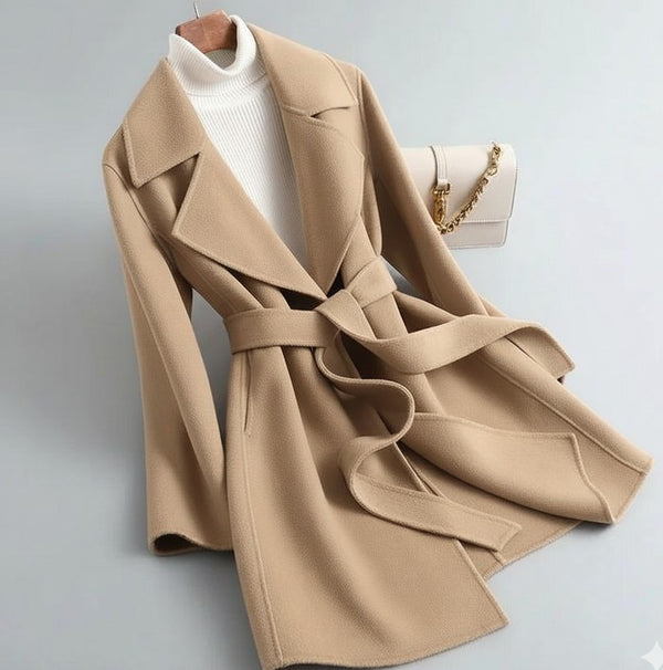 Beige winters fleece coat for women