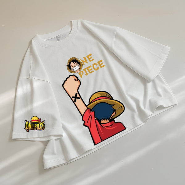 One piece oversize drop shoulder t-shirt - white