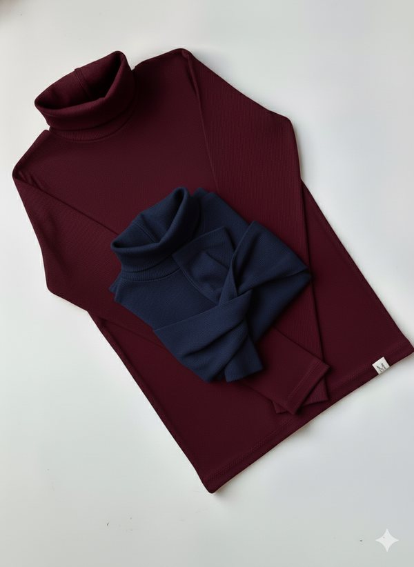 Pack of two ribbed turtleneck (maroon - navy blue)