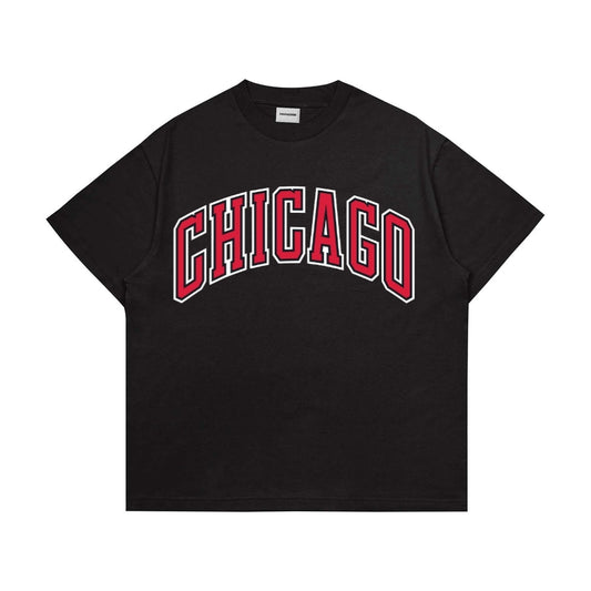 Black CHICAGO oversize drop shoulder t-shirt