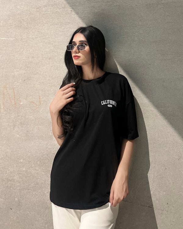 Black CA logo oversize drop shoulder t-shirt