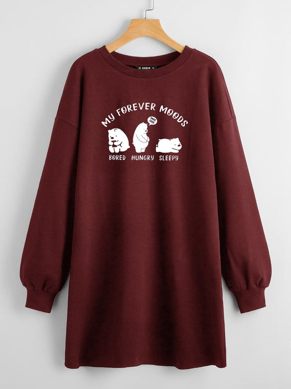 Maroon long sweatshirt bears forever mood