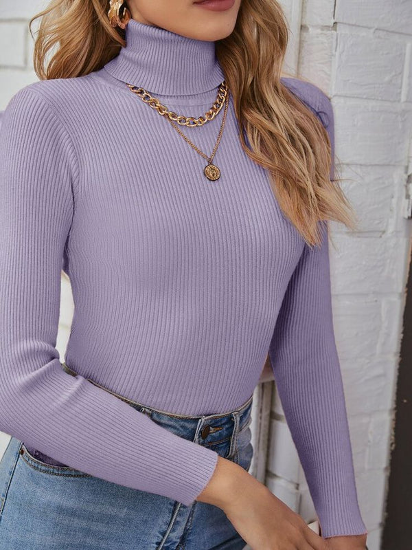Lilac ribbed turtleneck