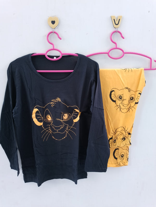 Lion cotton jersey nightsuit