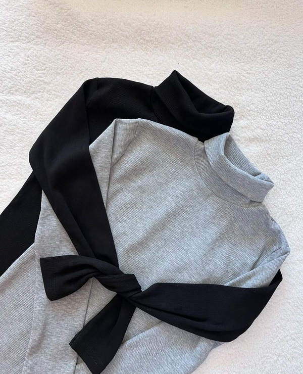 Pack of two ribbed turtleneck (black - grey)