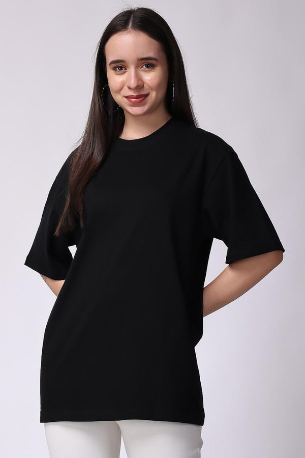 Black plain oversize drop shoulder t-shirt