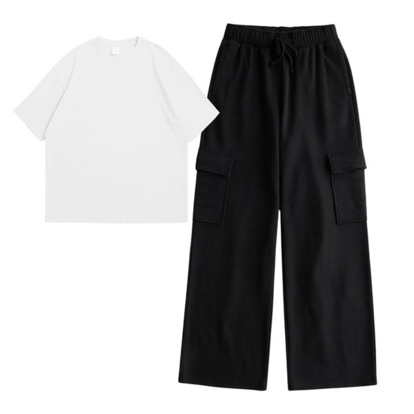 White t-shirt with cargo trouser set