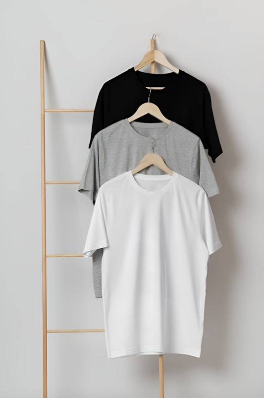 Pack of three plain t-shirts ( black - white - grey)