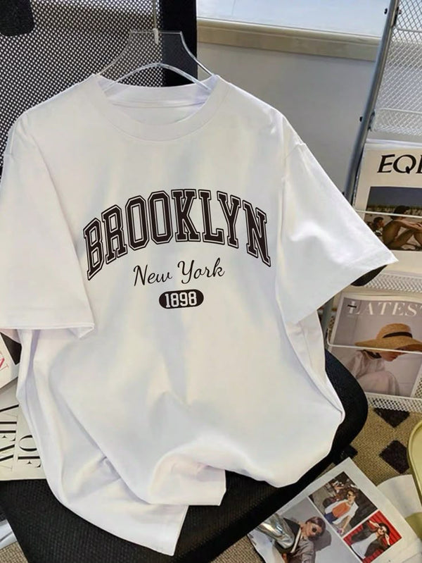 White Brooklyn oversize drop shoulder t-shirt