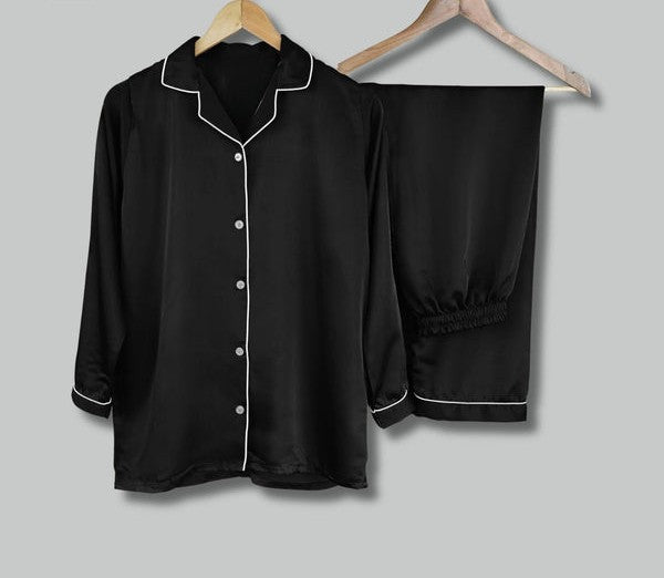 Black soft silk pj suit