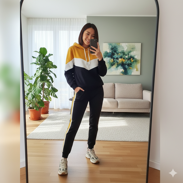 Yellow panel hoodie tracksuit