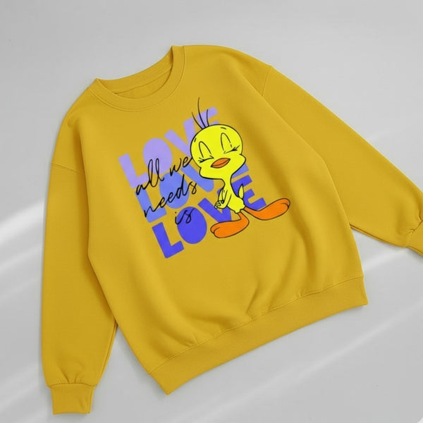 Yellow tweety love sweatshirt