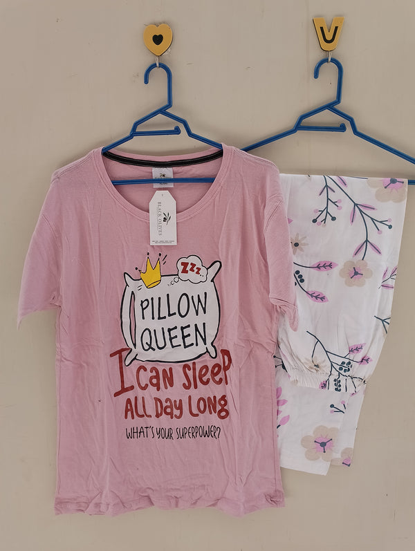 Pillow queen cotton jersey nightsuit