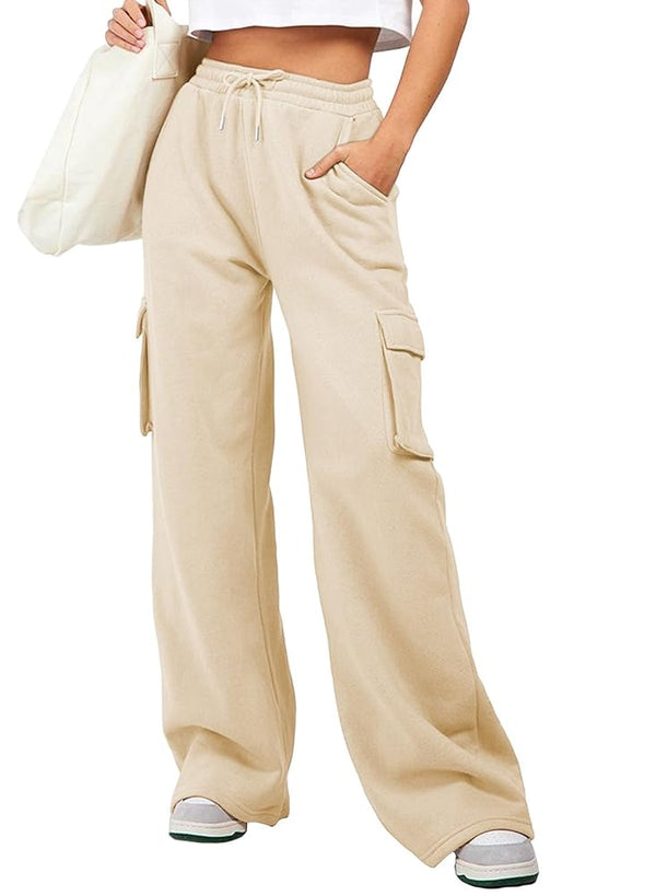 Beige wide leg summers cargo trouser