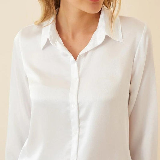 White button down silk shirt