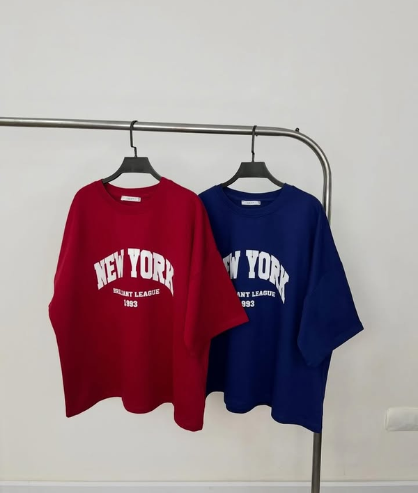 Pack of two drop shoulder oversize t-shirts ( red NY - navy NY)