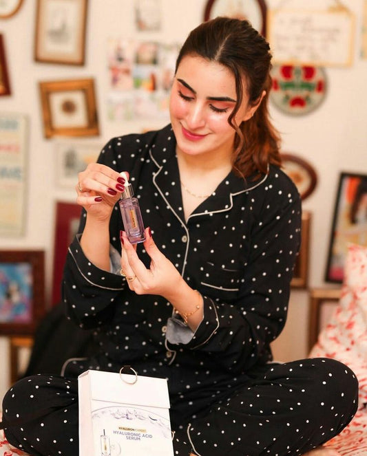 Black small polka dots pj suit