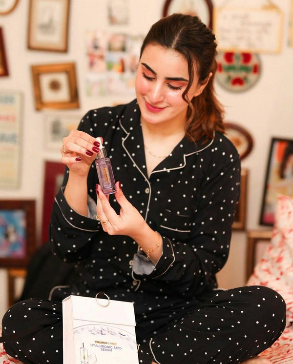 Black small polka dots pj suit