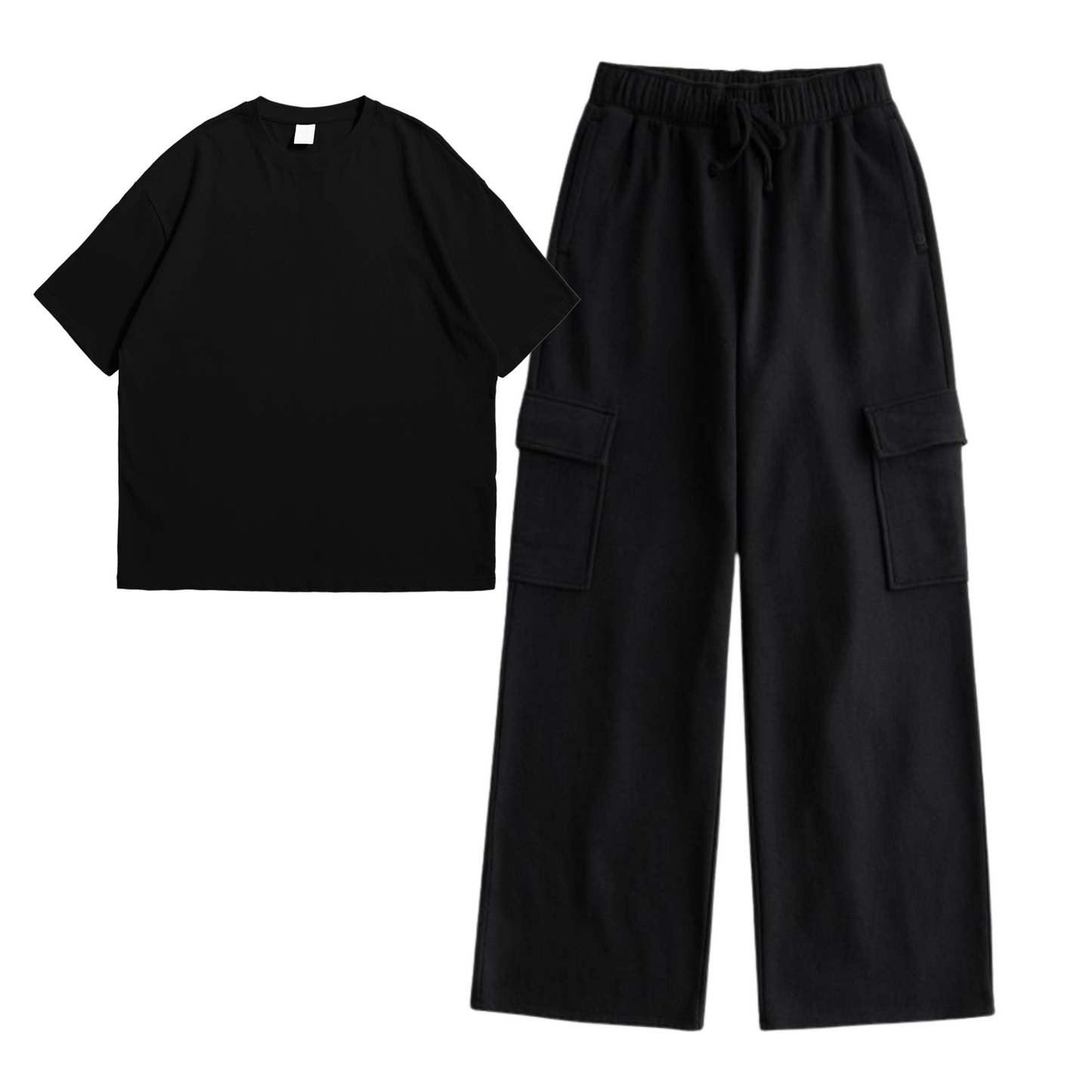 Black t-shirt with cargo trouser set