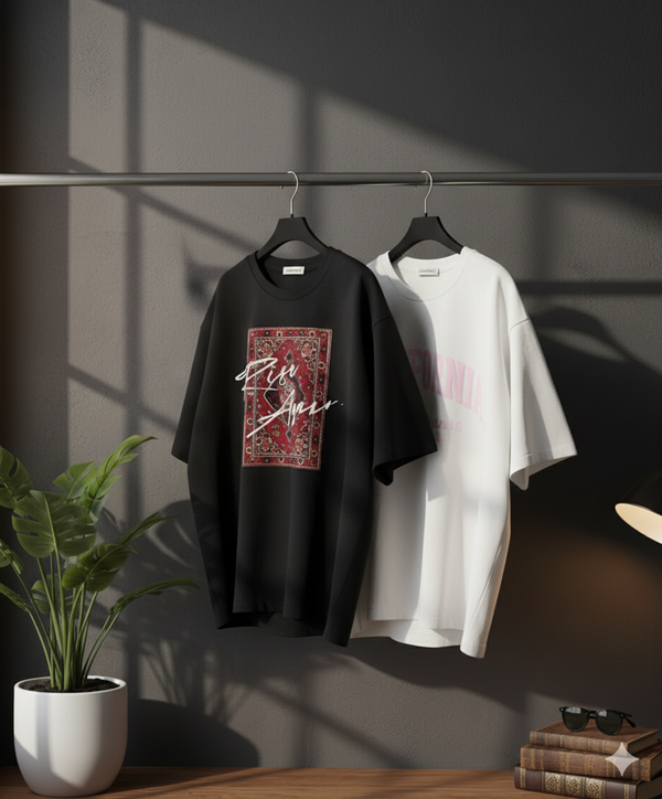 Pack of two oversize drop shoulder t-shirts ( rise again blk - California wt )