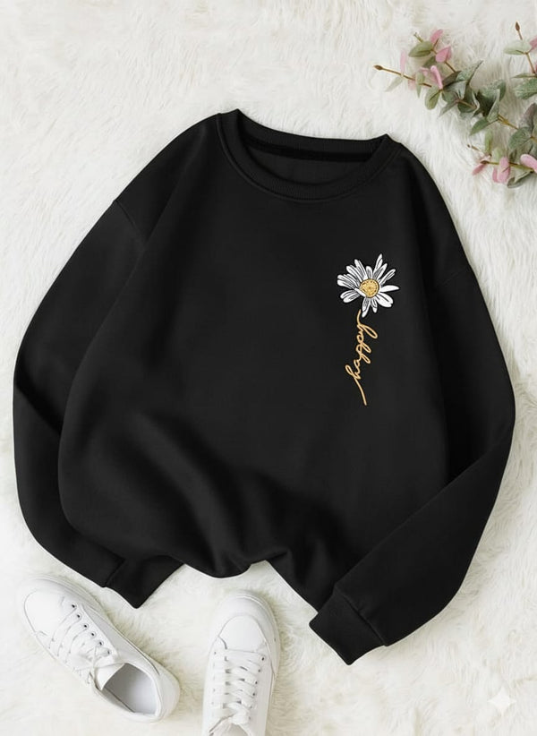 Black happy flower sweatshirt